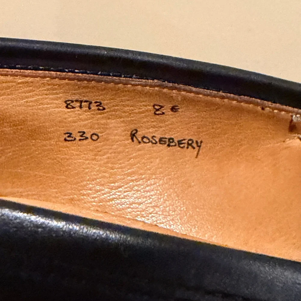 Crockett & Jones Rosebery Black Leather Penny Loafers Mens 8.5 E Made in England